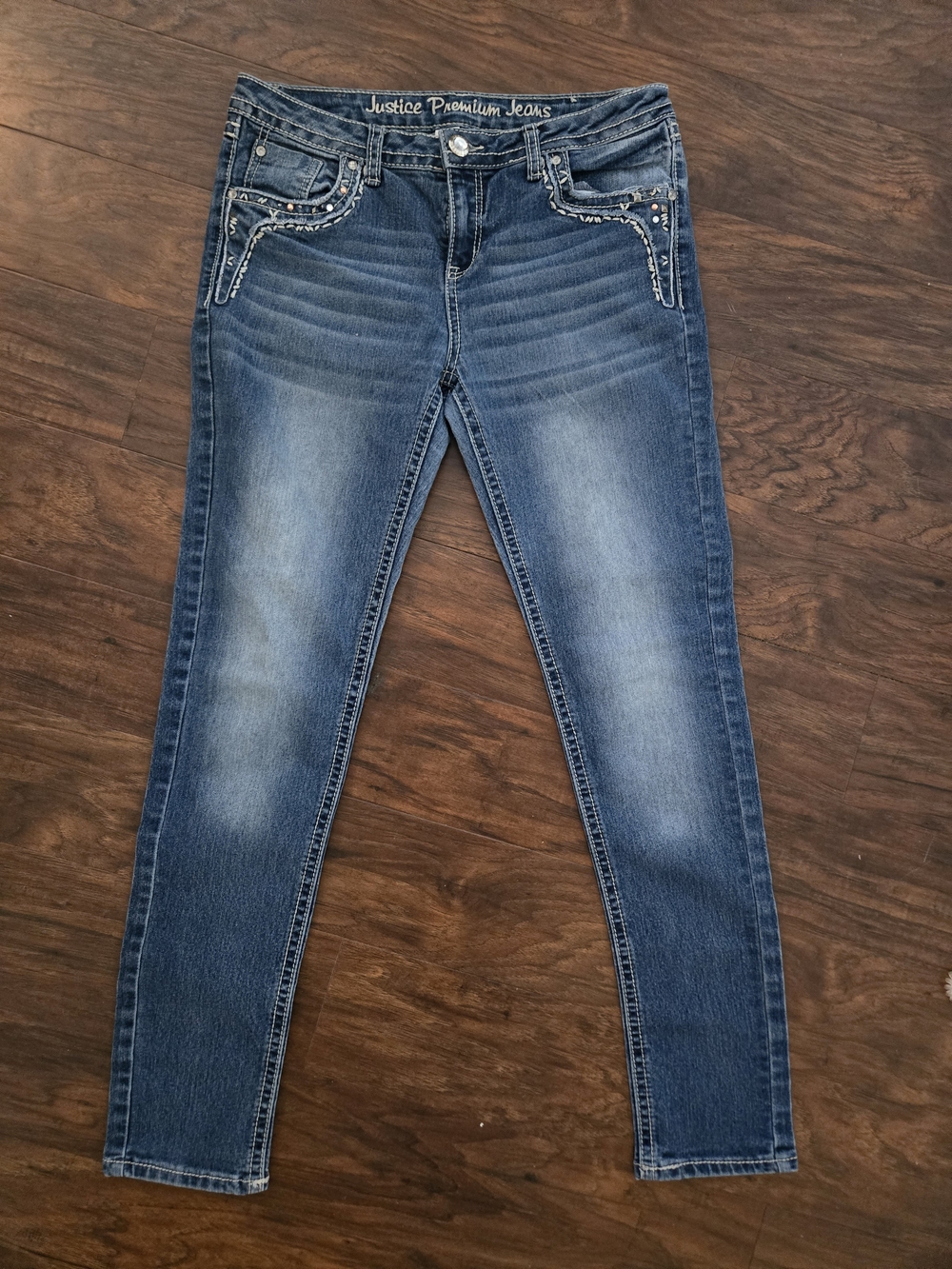 Justice Skinny Jeans in Faded Blue Denim_163